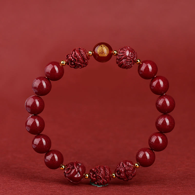 Chinese Zodiac Cinnabar Keep Away Evil Spirits Blessing Bracelet