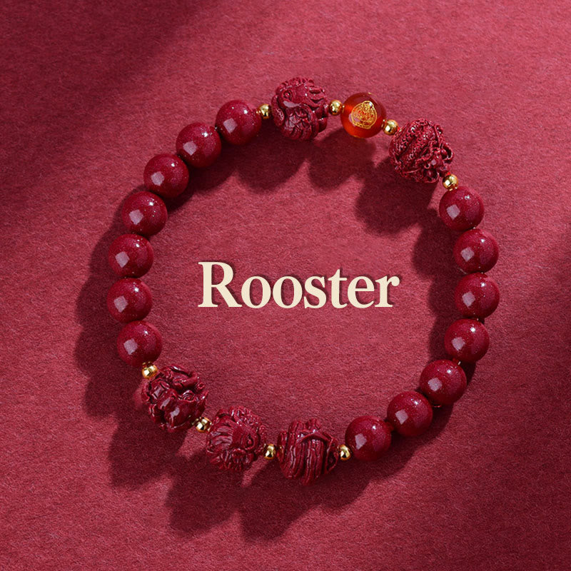 Chinese Zodiac Cinnabar Keep Away Evil Spirits Blessing Bracelet
