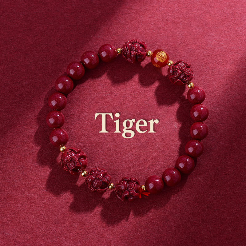 Chinese Zodiac Cinnabar Keep Away Evil Spirits Blessing Bracelet