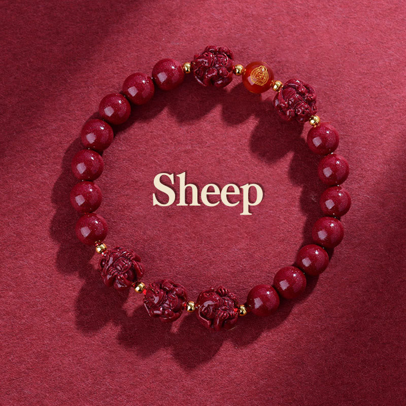 Chinese Zodiac Cinnabar Keep Away Evil Spirits Blessing Bracelet