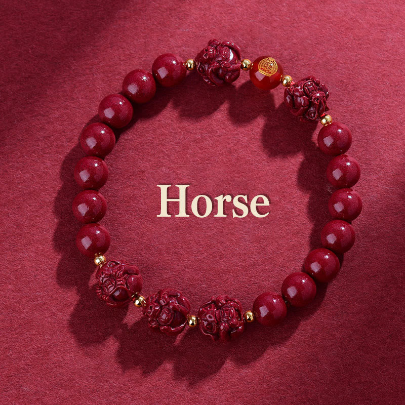 Chinese Zodiac Cinnabar Keep Away Evil Spirits Blessing Bracelet