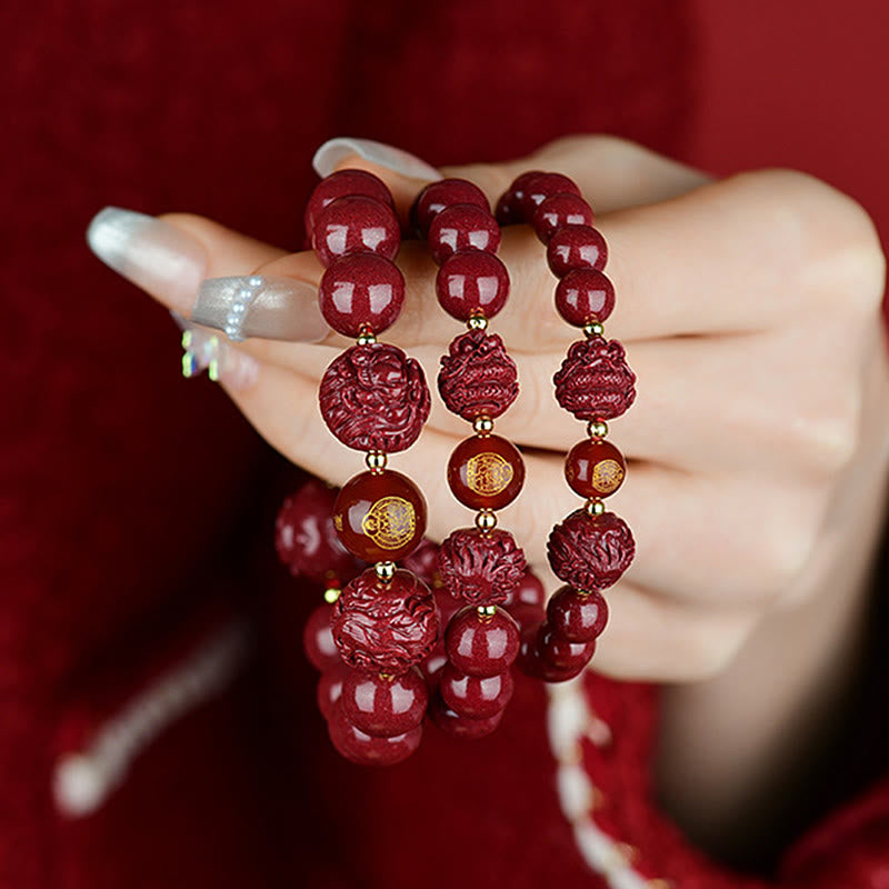 Chinese Zodiac Cinnabar Keep Away Evil Spirits Blessing Bracelet