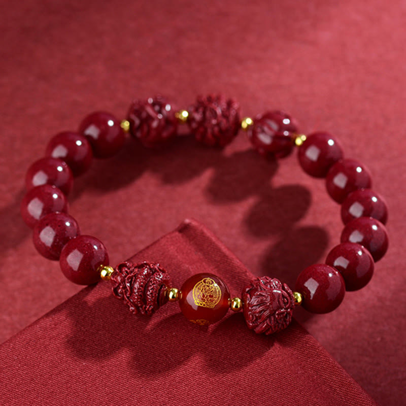 Chinese Zodiac Cinnabar Keep Away Evil Spirits Blessing Bracelet
