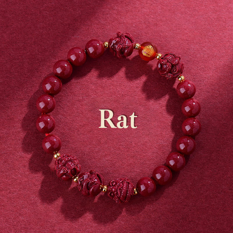 Chinese Zodiac Cinnabar Keep Away Evil Spirits Blessing Bracelet