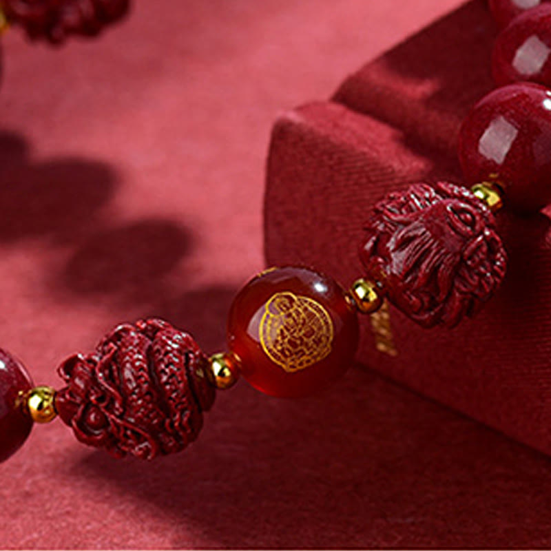 Chinese Zodiac Cinnabar Keep Away Evil Spirits Blessing Bracelet