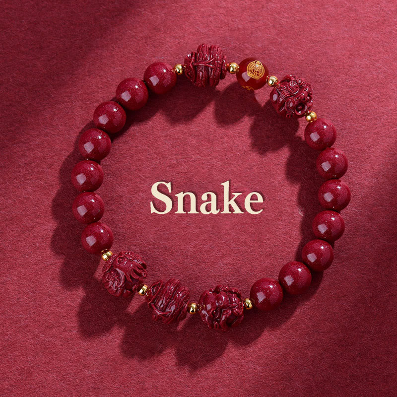 Chinese Zodiac Cinnabar Keep Away Evil Spirits Blessing Bracelet