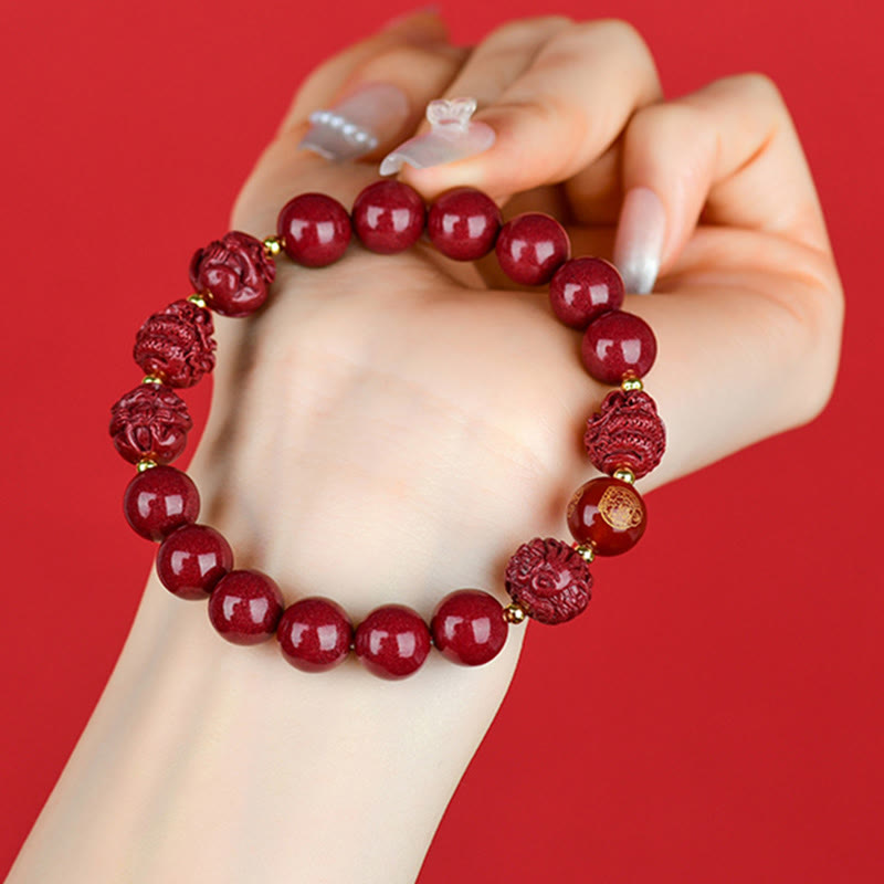 Chinese Zodiac Cinnabar Keep Away Evil Spirits Blessing Bracelet