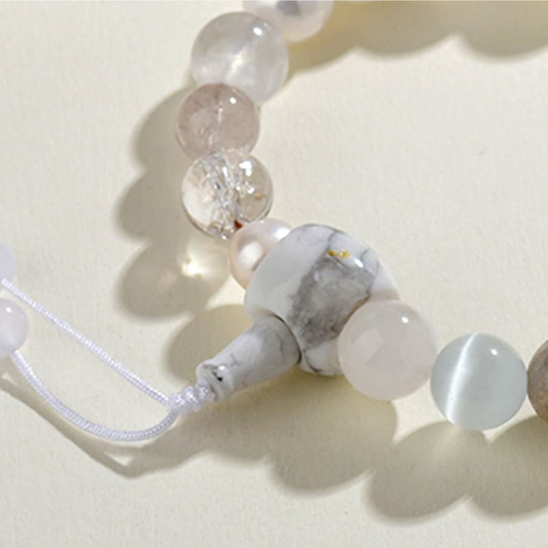 White Agate Pearl 18 Beads Balance Luck Bracelet