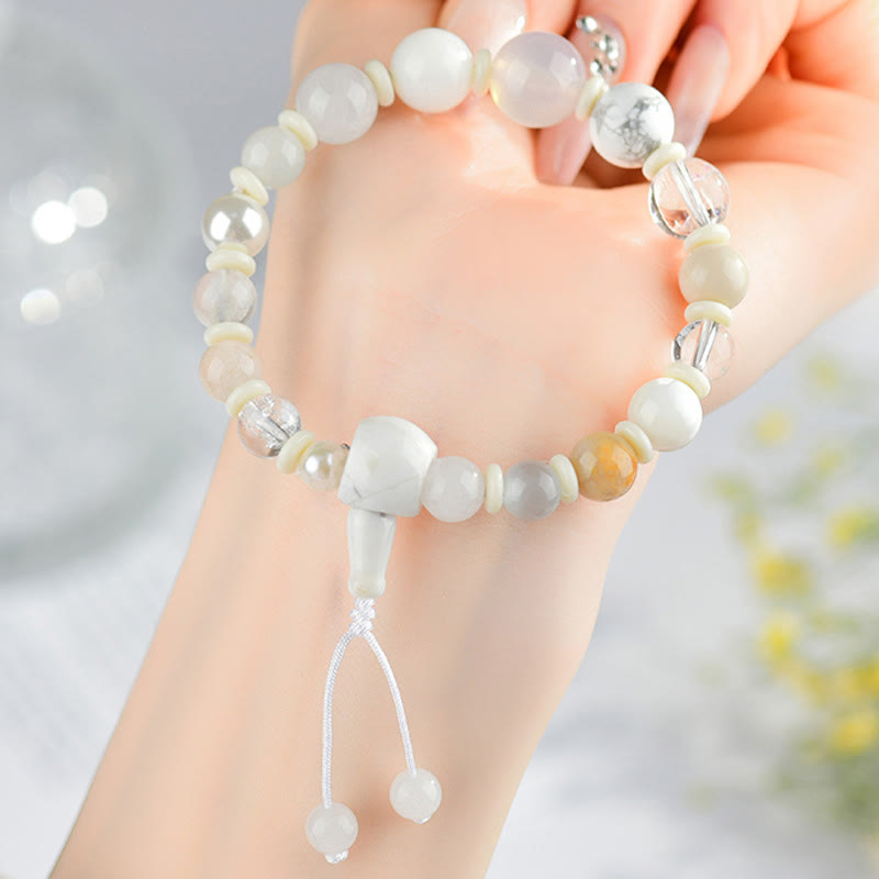 White Agate Pearl 18 Beads Balance Luck Bracelet