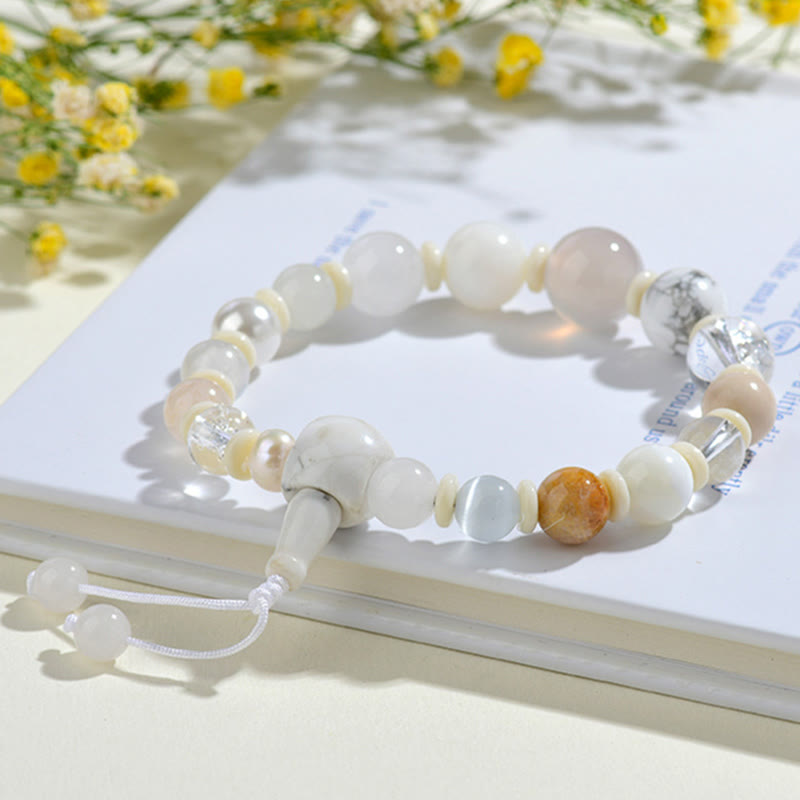 White Agate Pearl 18 Beads Balance Luck Bracelet
