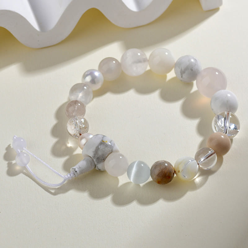 White Agate Pearl 18 Beads Balance Luck Bracelet