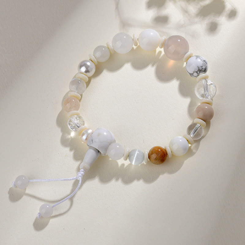 White Agate Pearl 18 Beads Balance Luck Bracelet