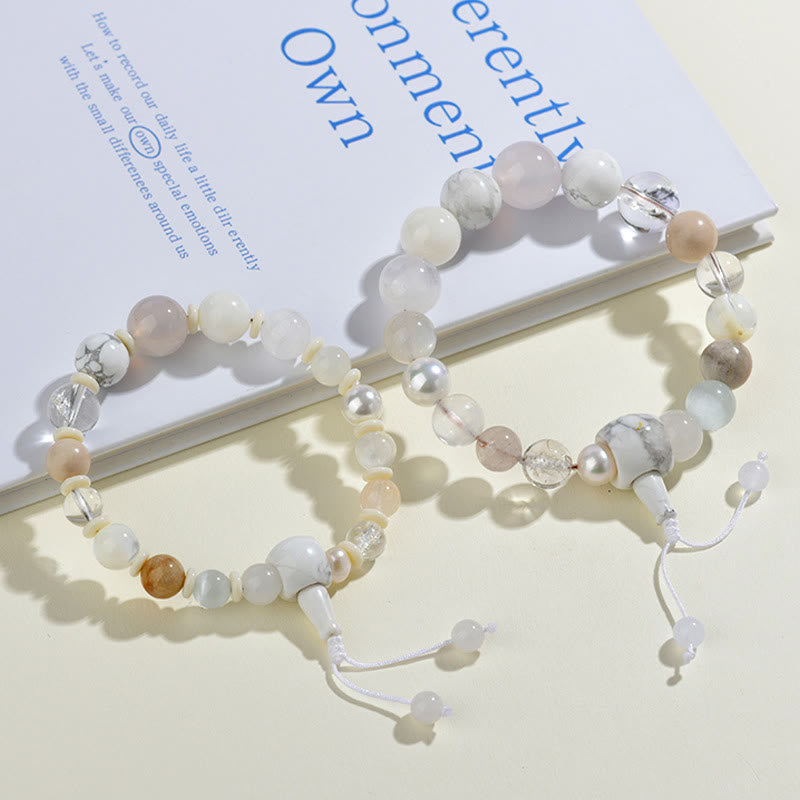 White Agate Pearl 18 Beads Balance Luck Bracelet