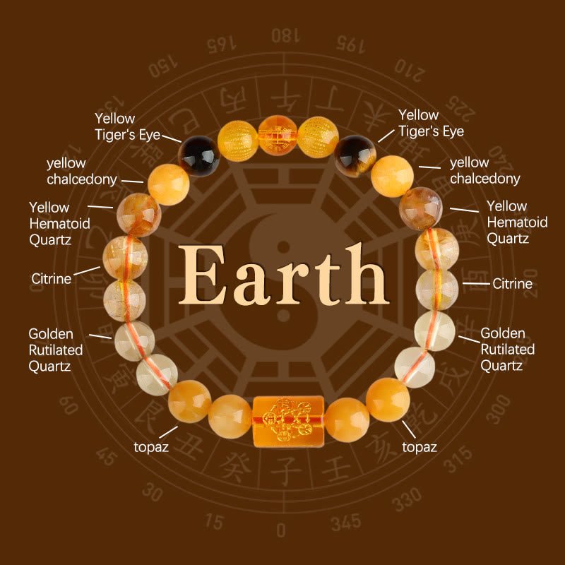 Five Elements God Of Wealth Various Crystal Agate Wealth Luck Bracelet