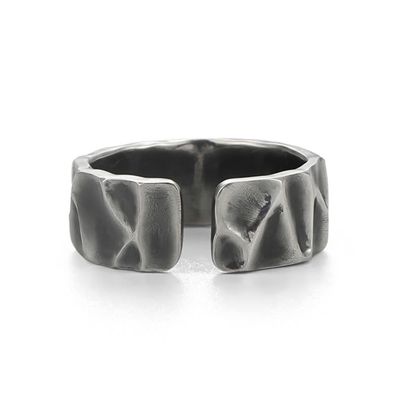 Textured 999 Sterling Silver Irregular Surface Adjustable Grounding Ring
