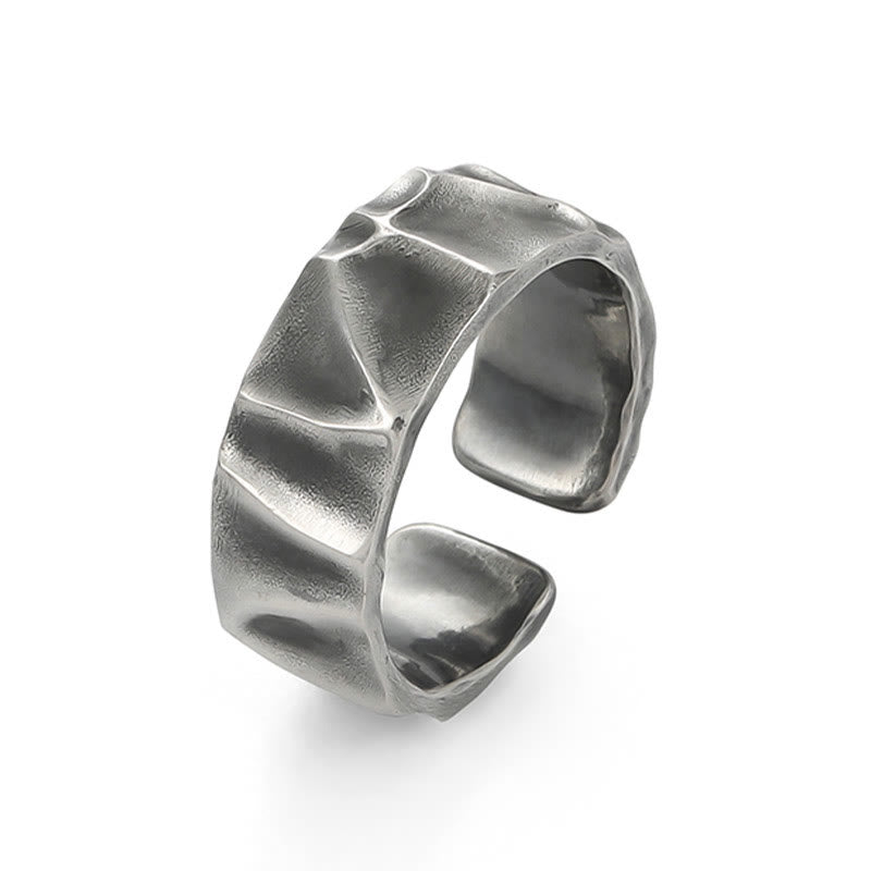Textured 999 Sterling Silver Irregular Surface Adjustable Grounding Ring