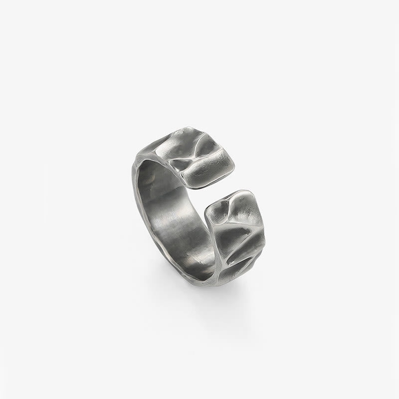Textured 999 Sterling Silver Irregular Surface Adjustable Grounding Ring
