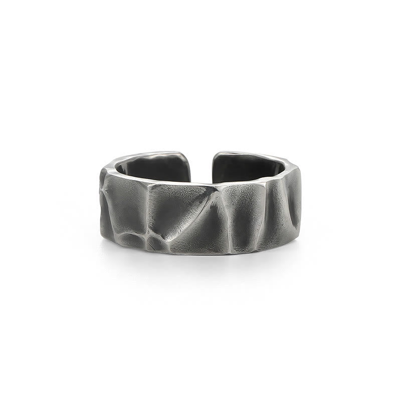Textured 999 Sterling Silver Irregular Surface Adjustable Grounding Ring