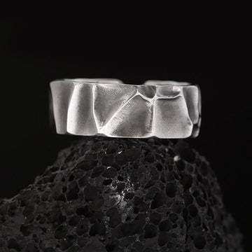 Textured 999 Sterling Silver Irregular Surface Adjustable Grounding Ring