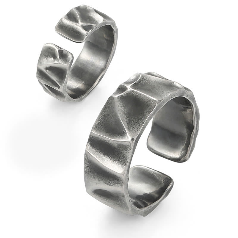 Textured 999 Sterling Silver Irregular Surface Adjustable Grounding Ring