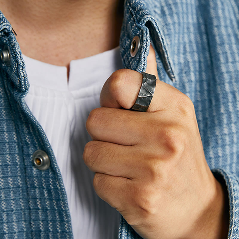 Textured 999 Sterling Silver Irregular Surface Adjustable Grounding Ring