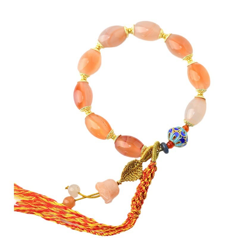 Tibetan White Jade Agate Strength Confidence Bracelet