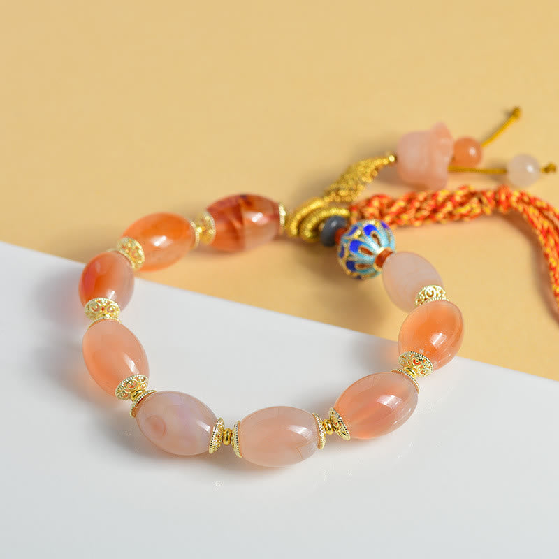 Tibetan White Jade Agate Strength Confidence Bracelet