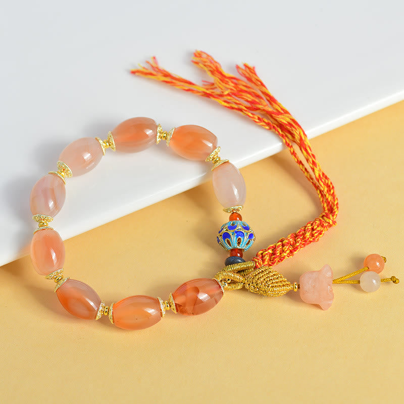 Tibetan White Jade Agate Strength Confidence Bracelet