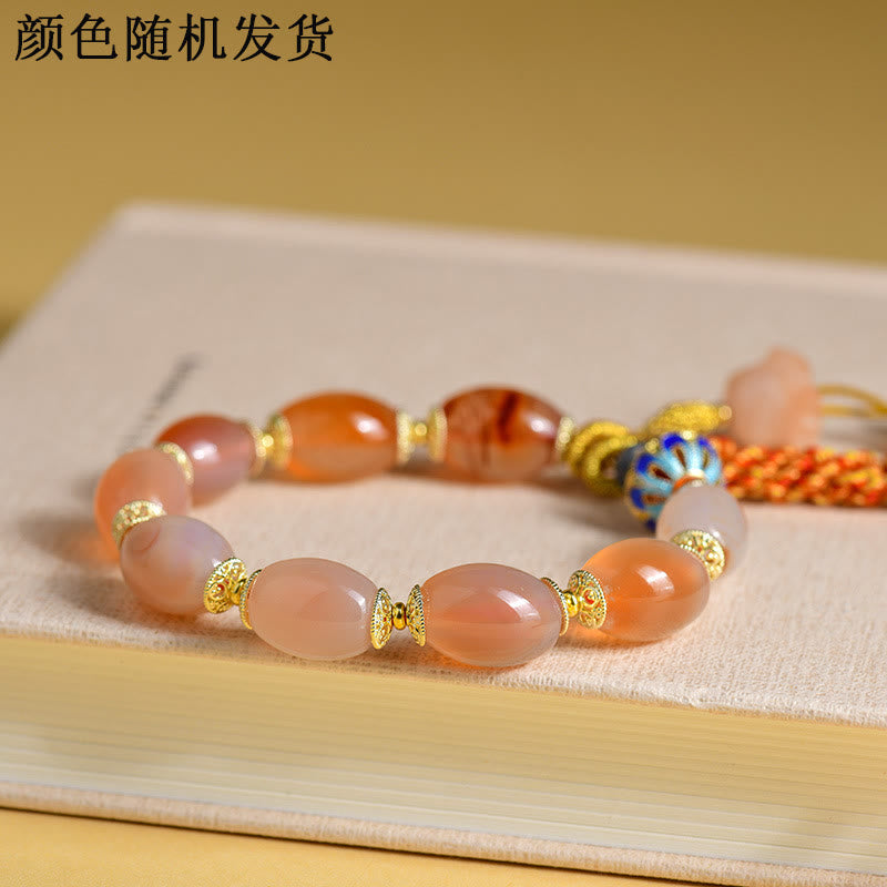 Tibetan White Jade Agate Strength Confidence Bracelet