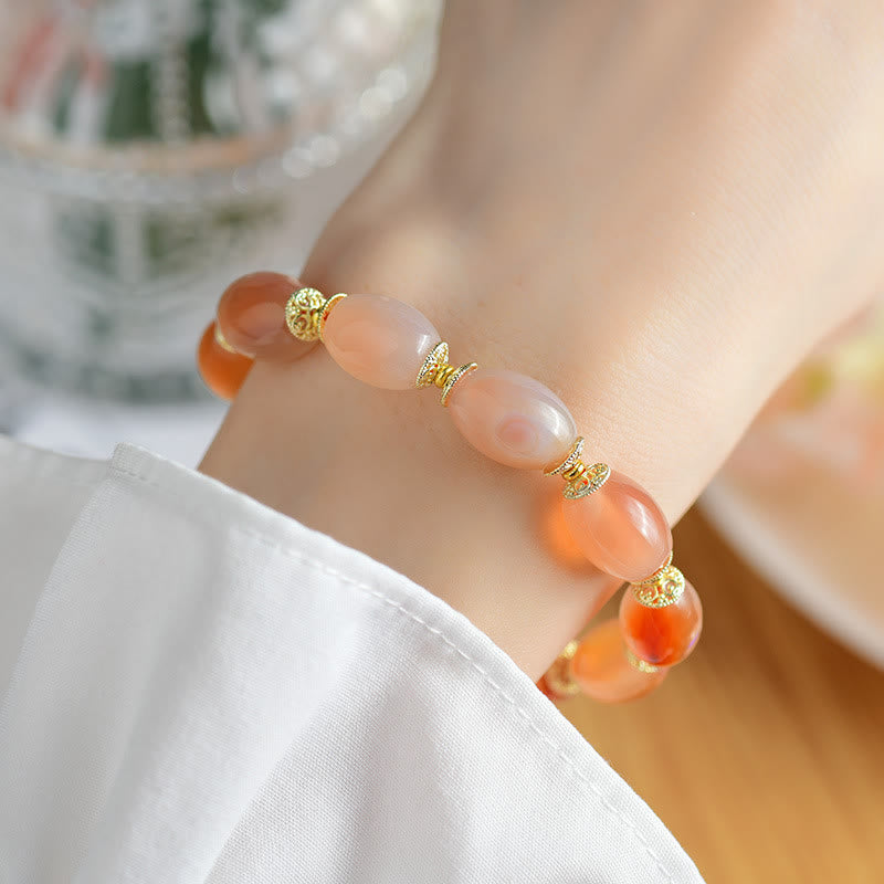 Tibetan White Jade Agate Strength Confidence Bracelet