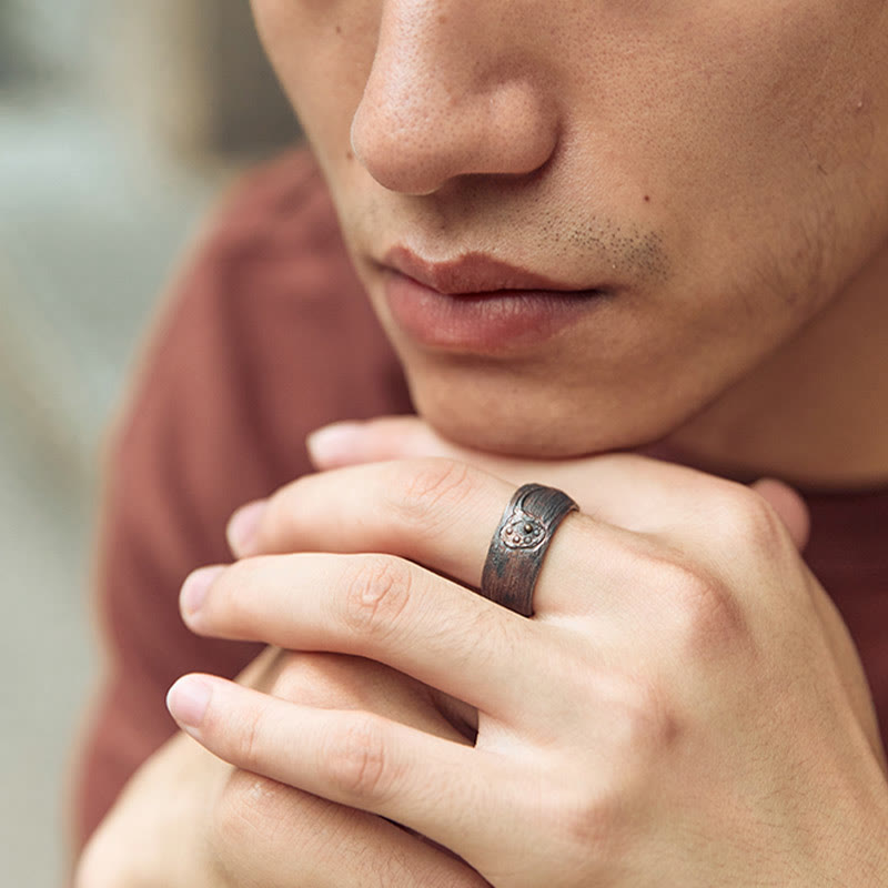 Retro 999 Sterling Silver Copper Adjustable Protection Ring