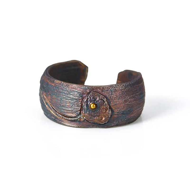 Retro 999 Sterling Silver Copper Adjustable Protection Ring