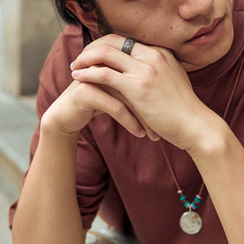 Retro 999 Sterling Silver Copper Adjustable Protection Ring