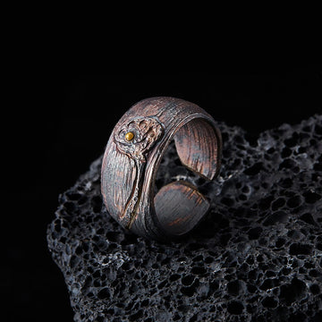 Retro 999 Sterling Silver Copper Adjustable Protection Ring