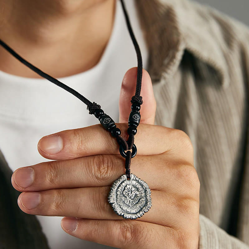 999 Sterling Silver Sophora Flavescens Cotton Rope Necklace Pendant