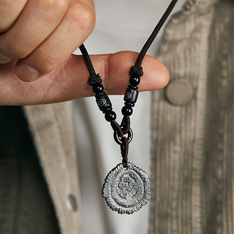 999 Sterling Silver Sophora Flavescens Cotton Rope Necklace Pendant