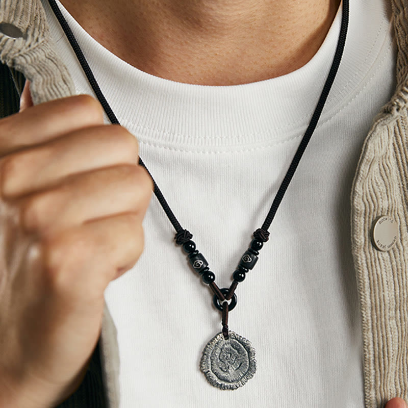 999 Sterling Silver Sophora Flavescens Cotton Rope Necklace Pendant