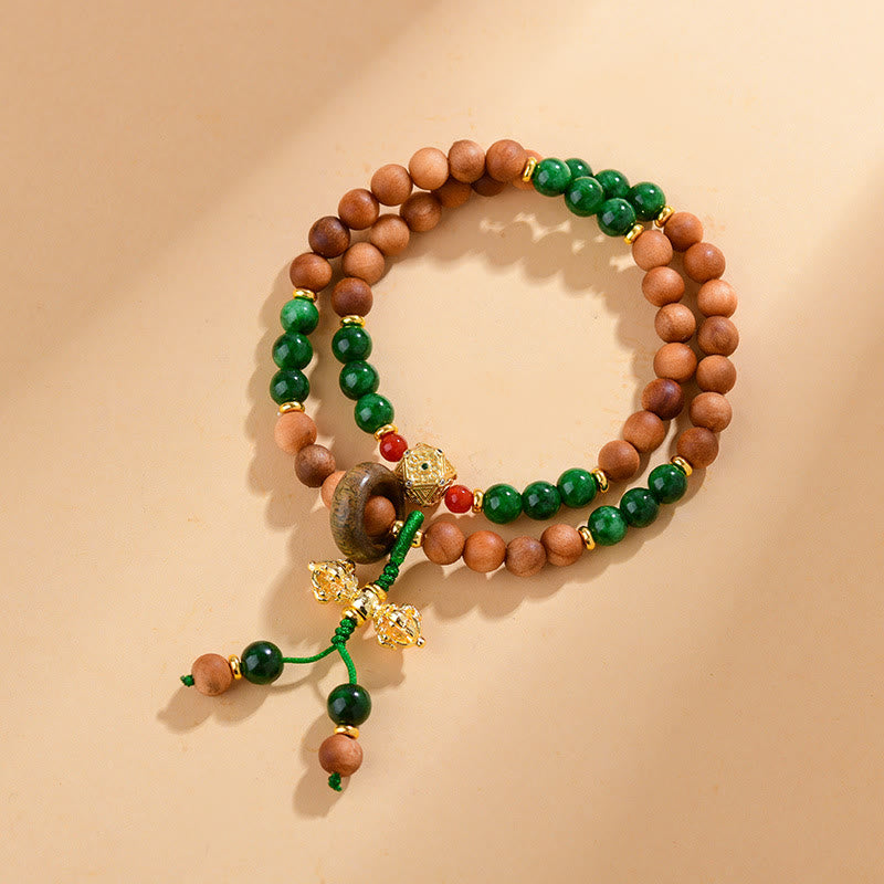 Sandalwood Wood Bead Tibet Dorje Vajra Double Twisted Design Protection Healing Bracelet