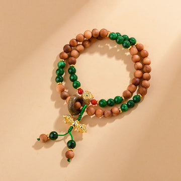 Sandalwood Wood Bead Tibet Dorje Vajra Double Twisted Design Protection Healing Bracelet