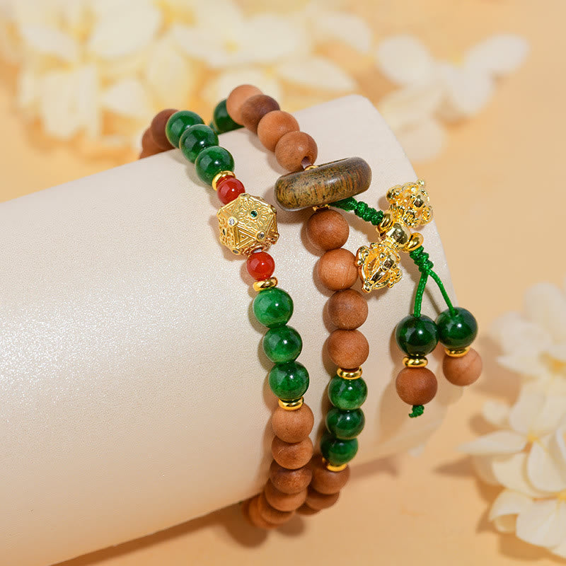 Sandalwood Wood Bead Tibet Dorje Vajra Double Twisted Design Protection Healing Bracelet