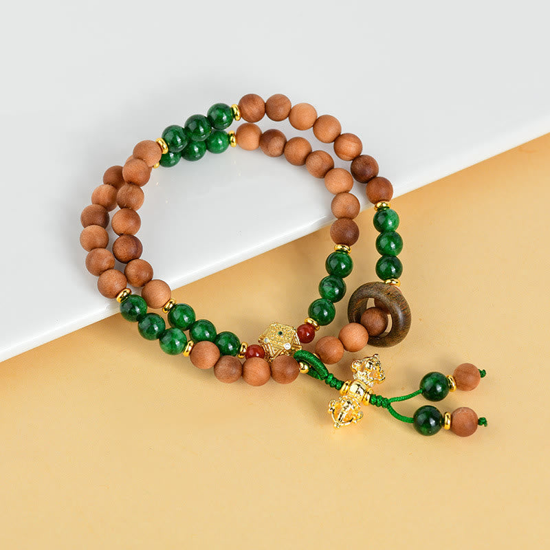 Sandalwood Wood Bead Tibet Dorje Vajra Double Twisted Design Protection Healing Bracelet