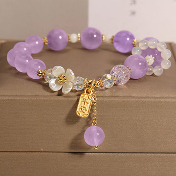 Amethyst Chalcedony Floral Bracelet