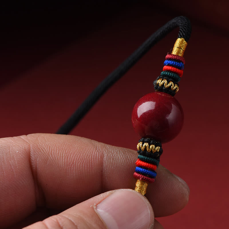 Cinnabar Lucky Bead Keep Away Evil Spirits Necklace Pendant