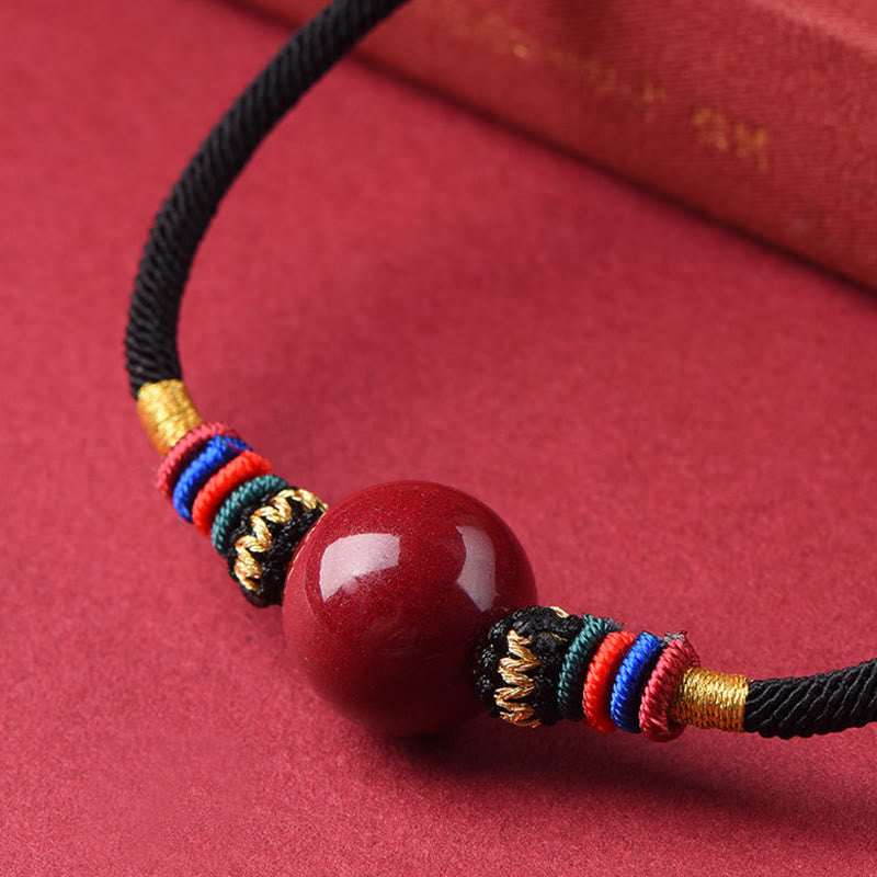 Cinnabar Lucky Bead Keep Away Evil Spirits Necklace Pendant