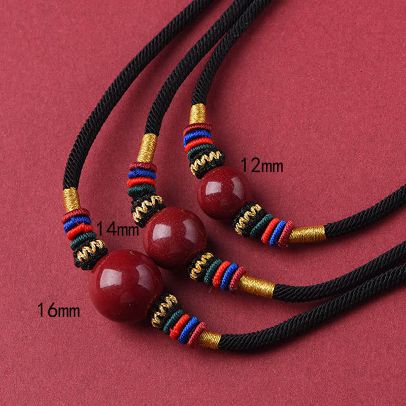 Cinnabar Lucky Bead Keep Away Evil Spirits Necklace Pendant