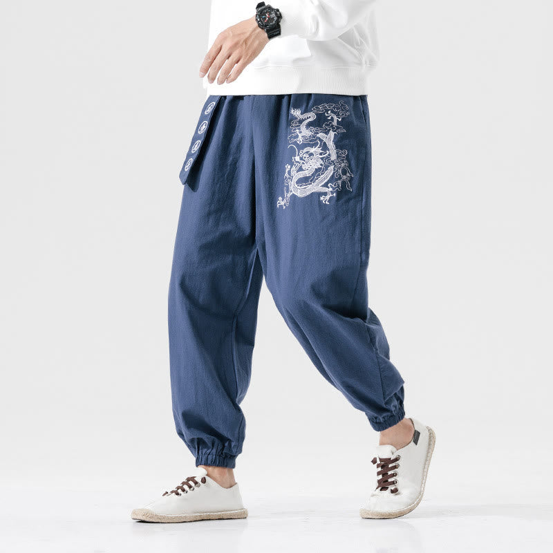 Tactile Cotton Relaxed Cloud Dragon Meditation Pants