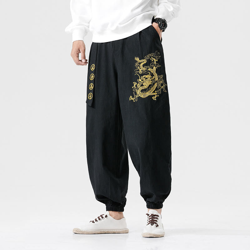 Tactile Cotton Relaxed Cloud Dragon Meditation Pants