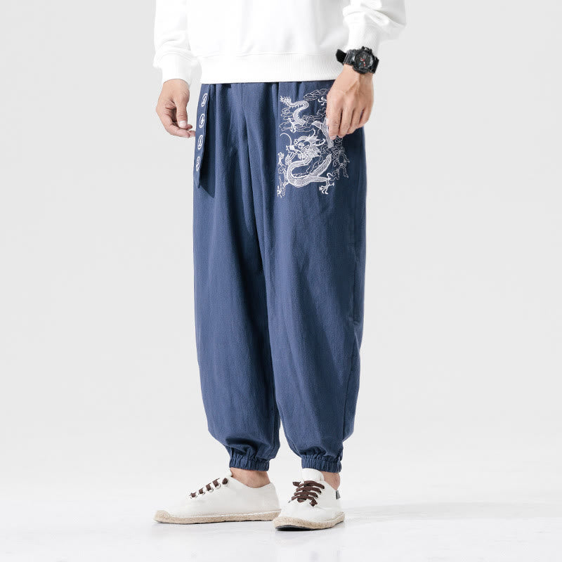 Tactile Cotton Relaxed Cloud Dragon Meditation Pants