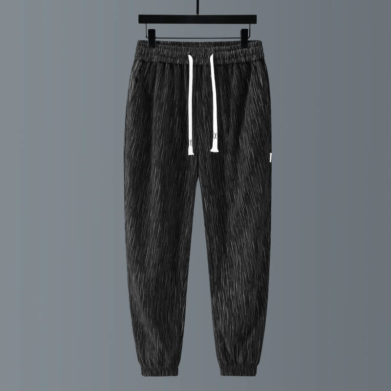 PLUS SIZE Summer Solid Color Design Drawstring Men's Straight Leg Pants With Pockets