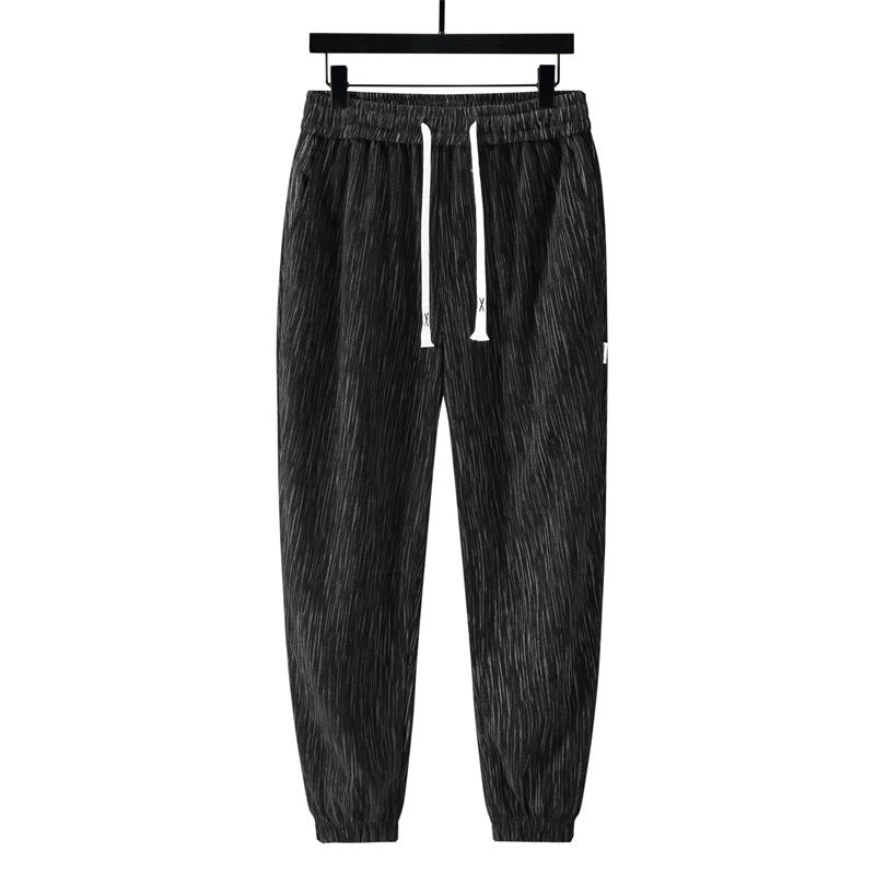 PLUS SIZE Summer Solid Color Design Drawstring Men's Straight Leg Pants With Pockets